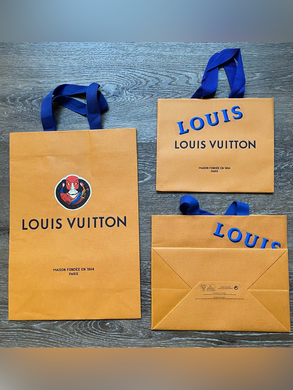 Louis Vuitton Orange Shopping Bags with Sticker